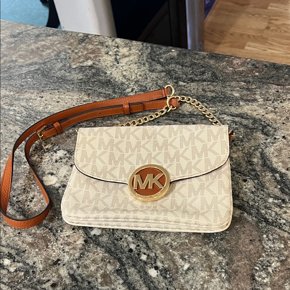 Michael Kors Beige and Tan Crossbody Bag